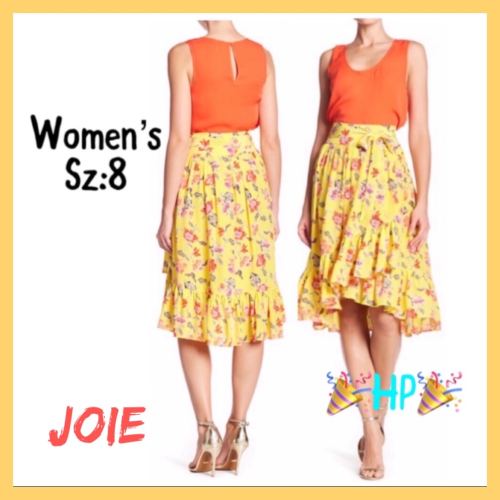 Designer JOIE Floral Silk Zip Skirt A25